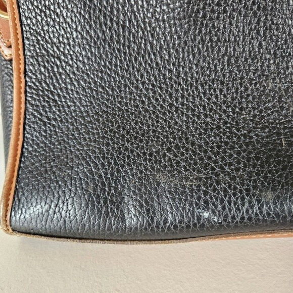 Vtg Dooney & Bourke All Weather Leather Classic Satchel Handbag Black Brown - Picture 9 of 16